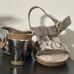 Mephisto Brown and Cream Wedges with Artisanal Design